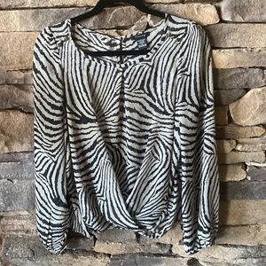 Timing long sleeve blouse. Black and gray size med. blousy comfortable fit.